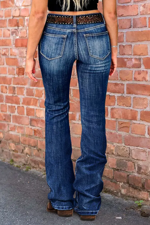 Wash High Waist Bootcut Jeans Without Belt