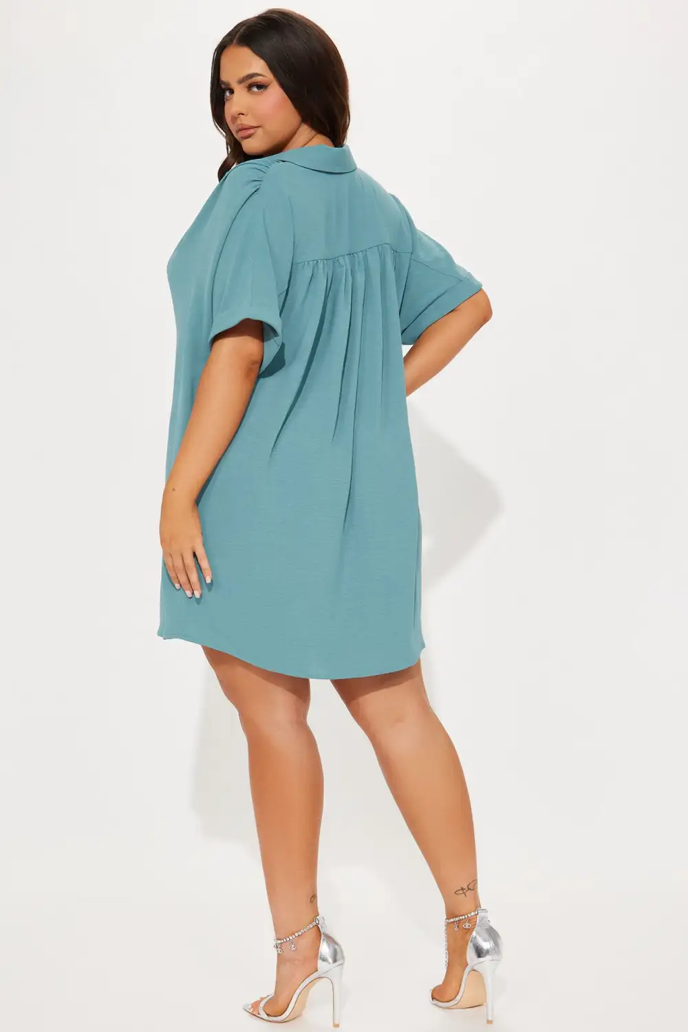 Amelia Mini Shirt Dress - Green
