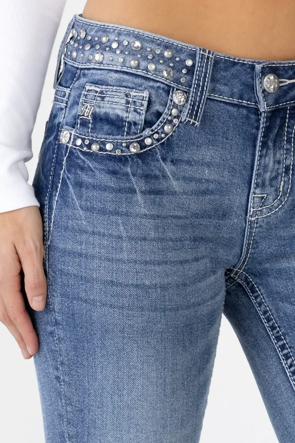 Clara Rhinestone Straight Jeans