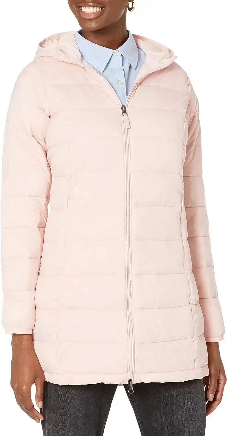 Women's Lightweight Water-Resistant Hooded Puffer Coat (Available in Plus Size)