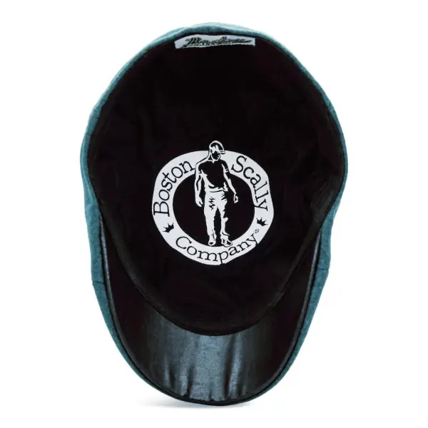 The Kenmore Boston Scally Cap - Slate Blue and Black Leather Brim