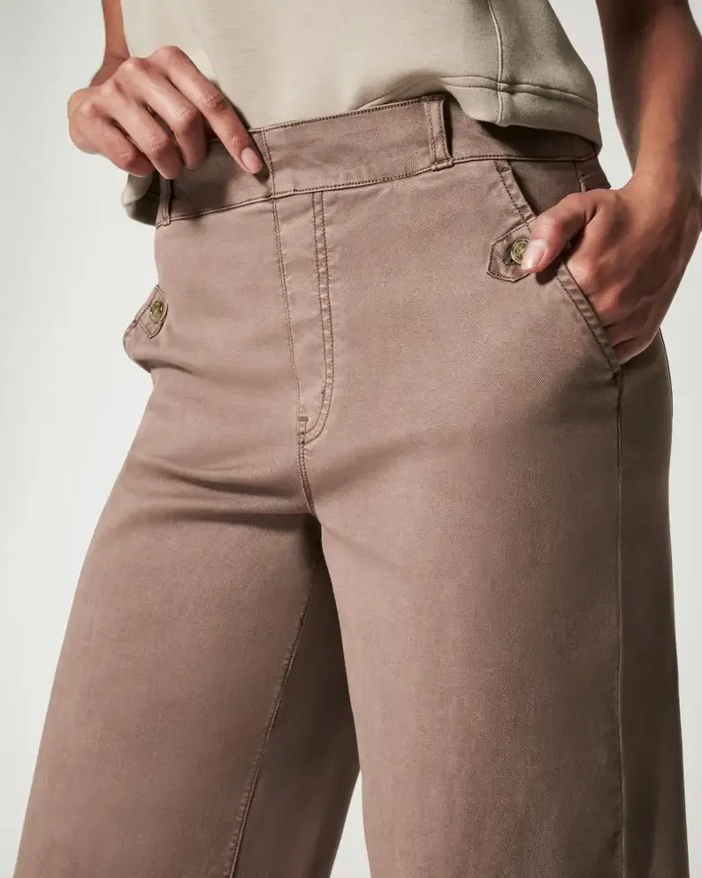 Stretch Twill Cropped Wide Leg Pant