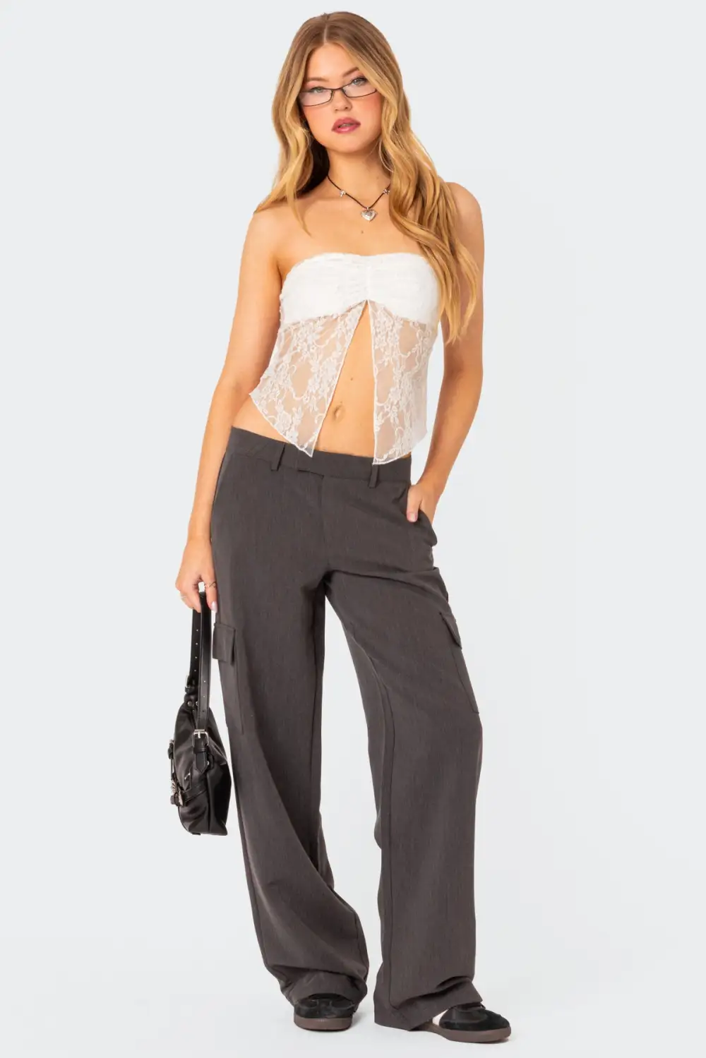 Twilight Sheer Lace Split Front Top
