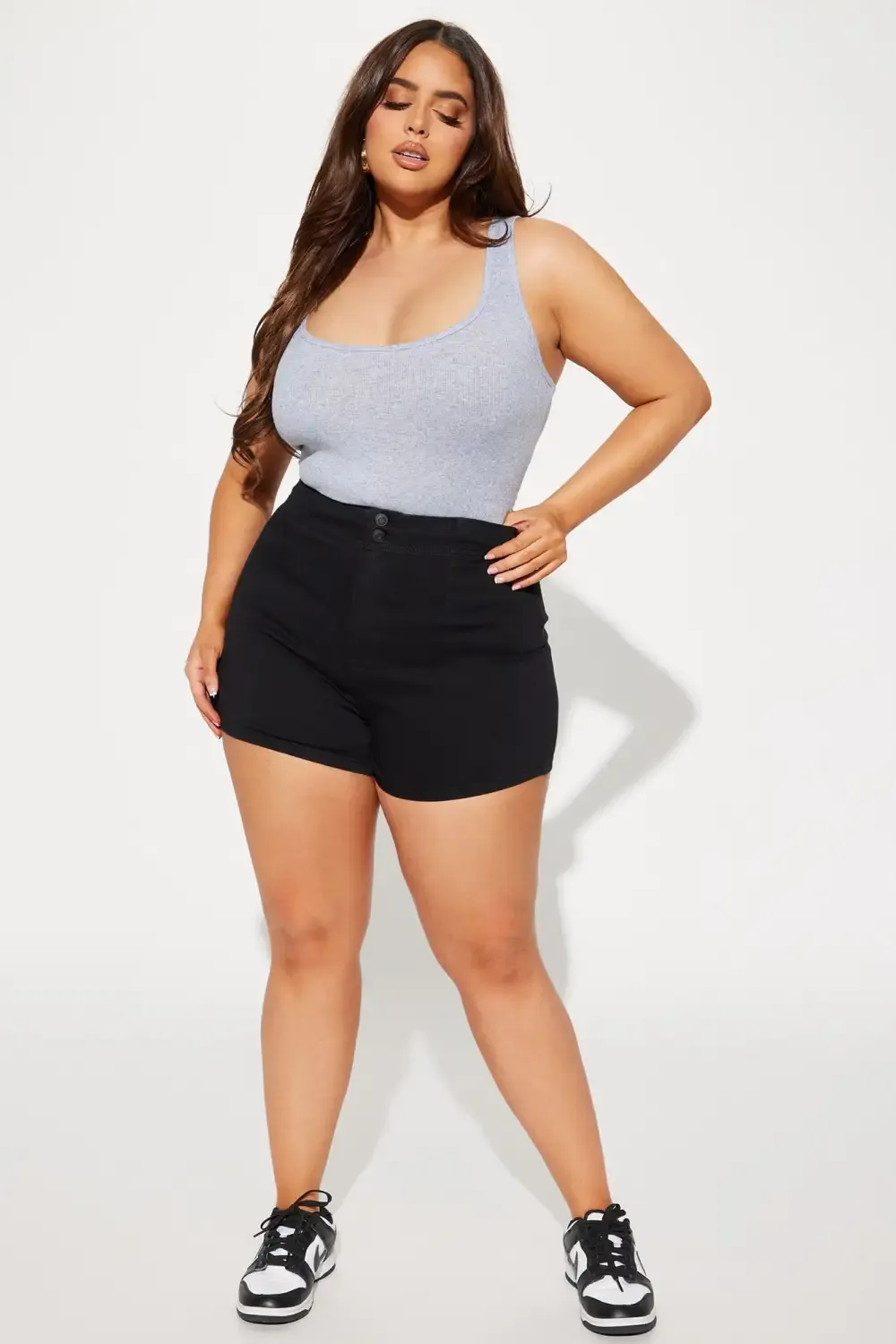 Super Stretch Curvy Denim Shorts - Black