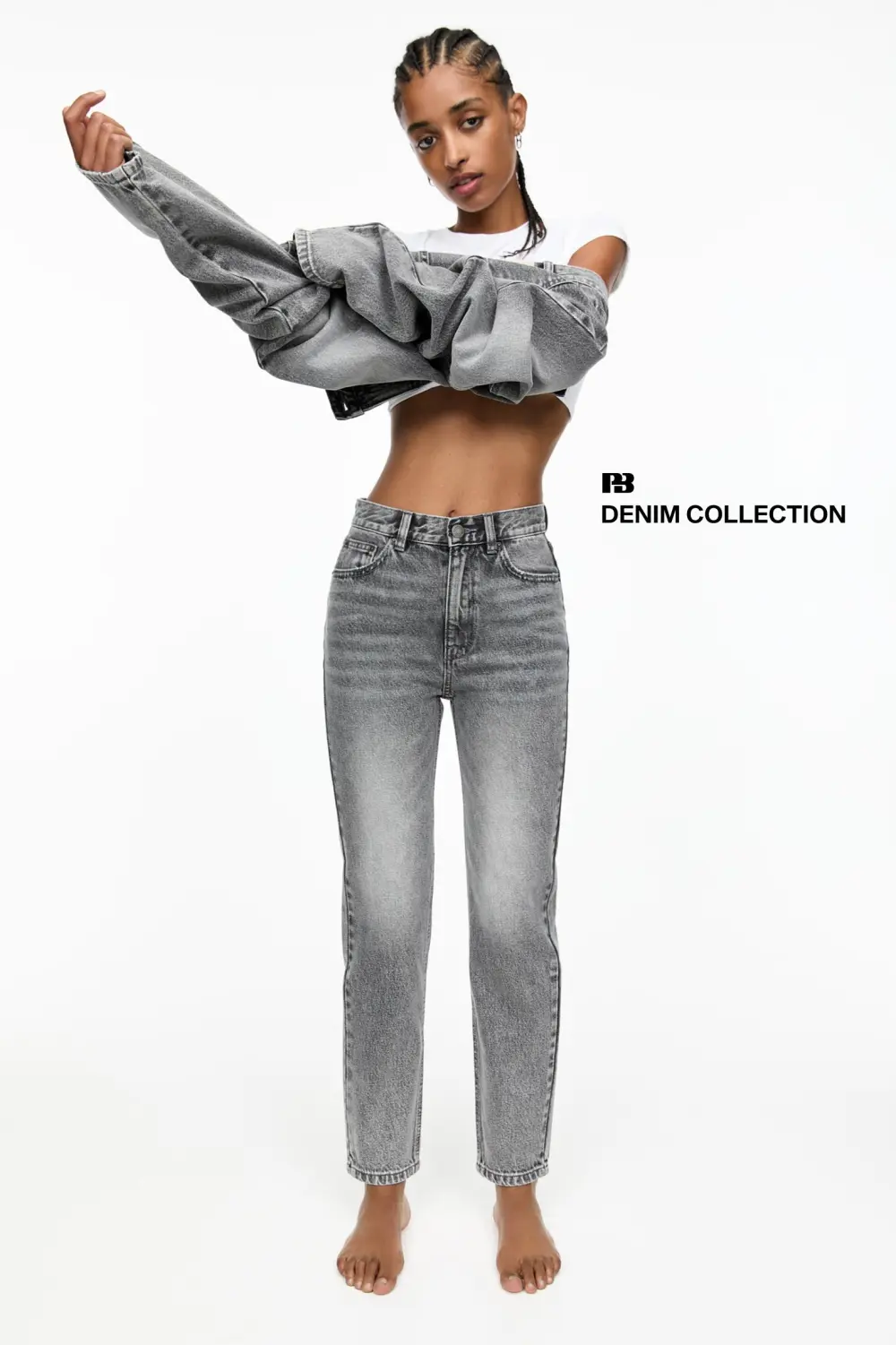 Jeans mom tiro alto