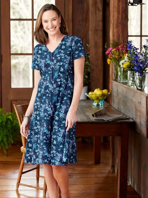 Ella Simone Pintuck Floral Knit Dress
