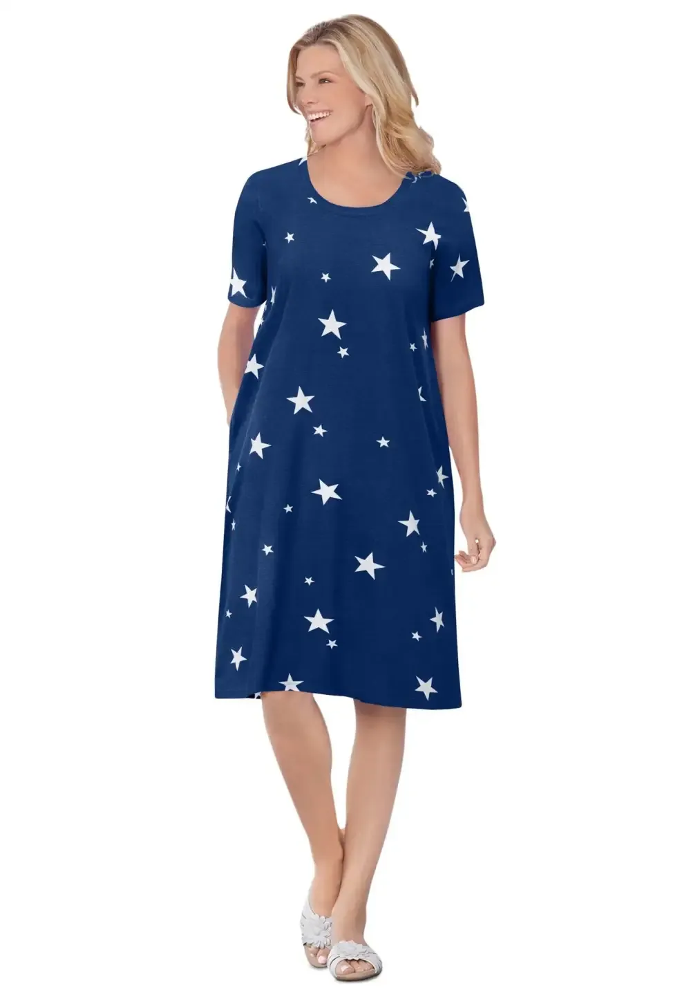 Perfect Short-Sleeve Crewneck Tee Dress