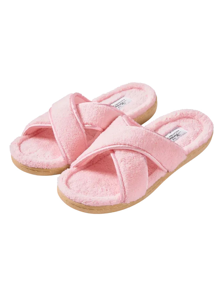 Women's Cross-Strap Terry Slide Slippers