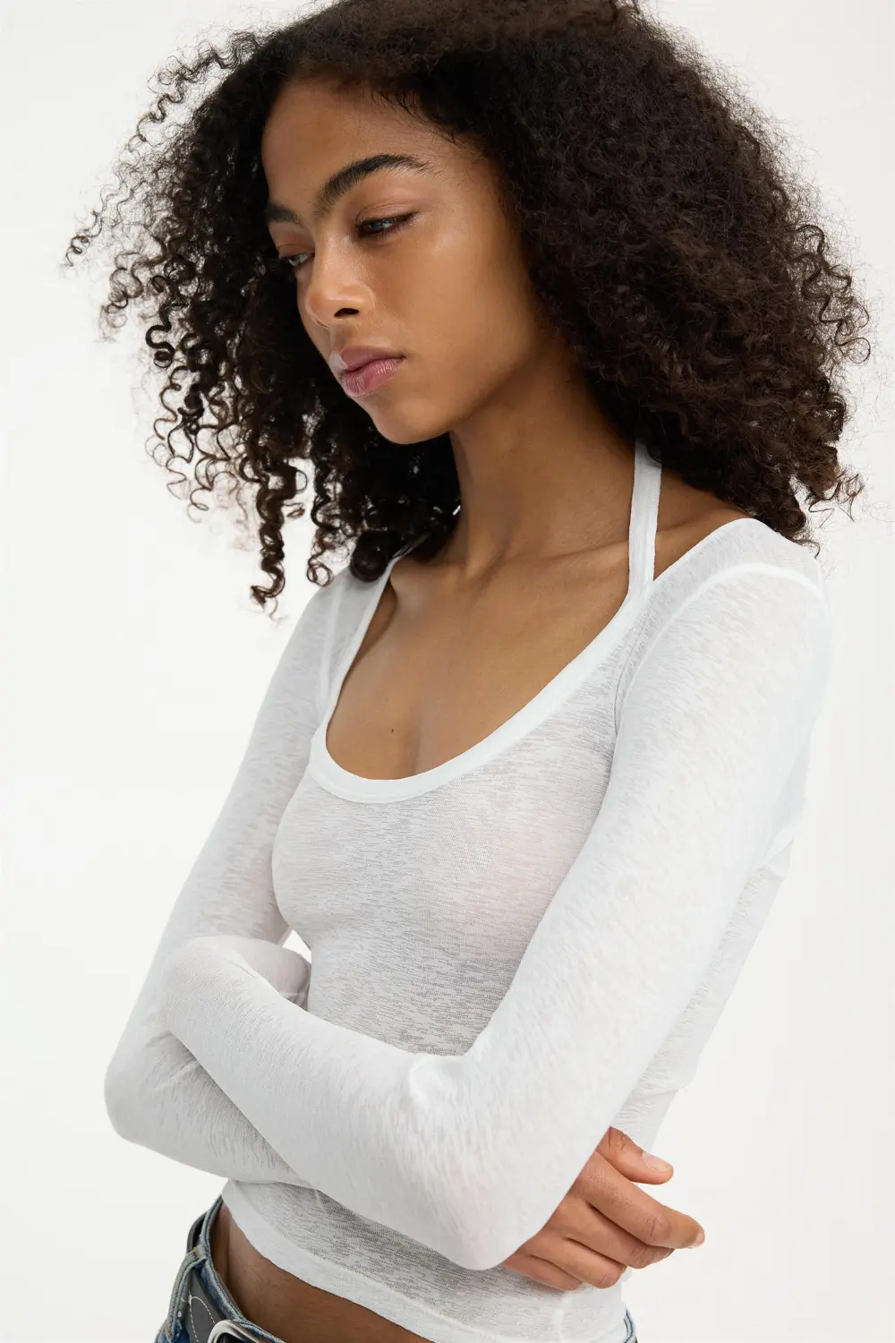 Double long sleeve strappy top