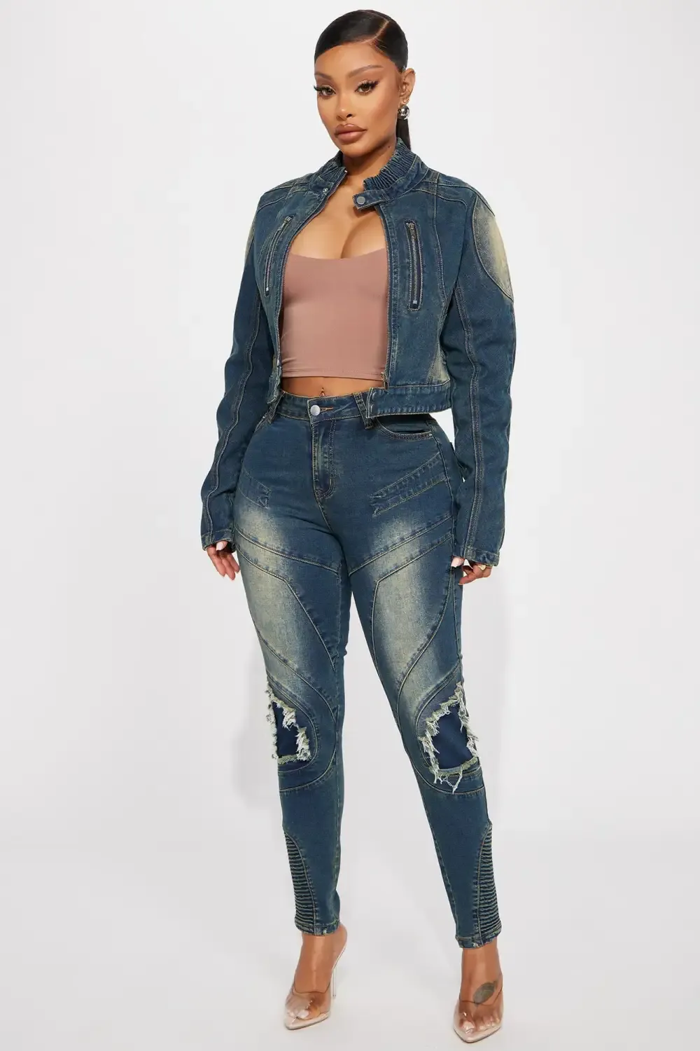 Contenta Tinted Stretch Jeans - Dark Wash