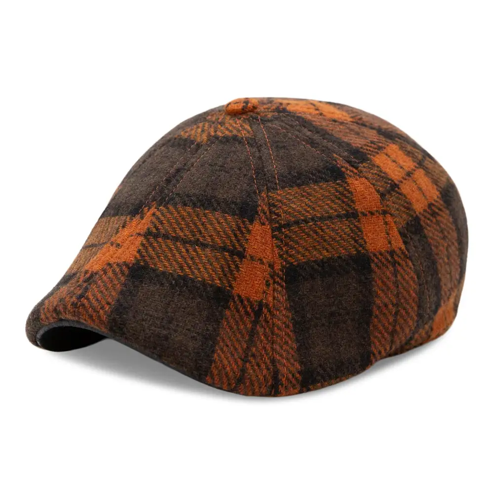 The Jack-O’-Rose Boston Scally Cap - Orange Plaid