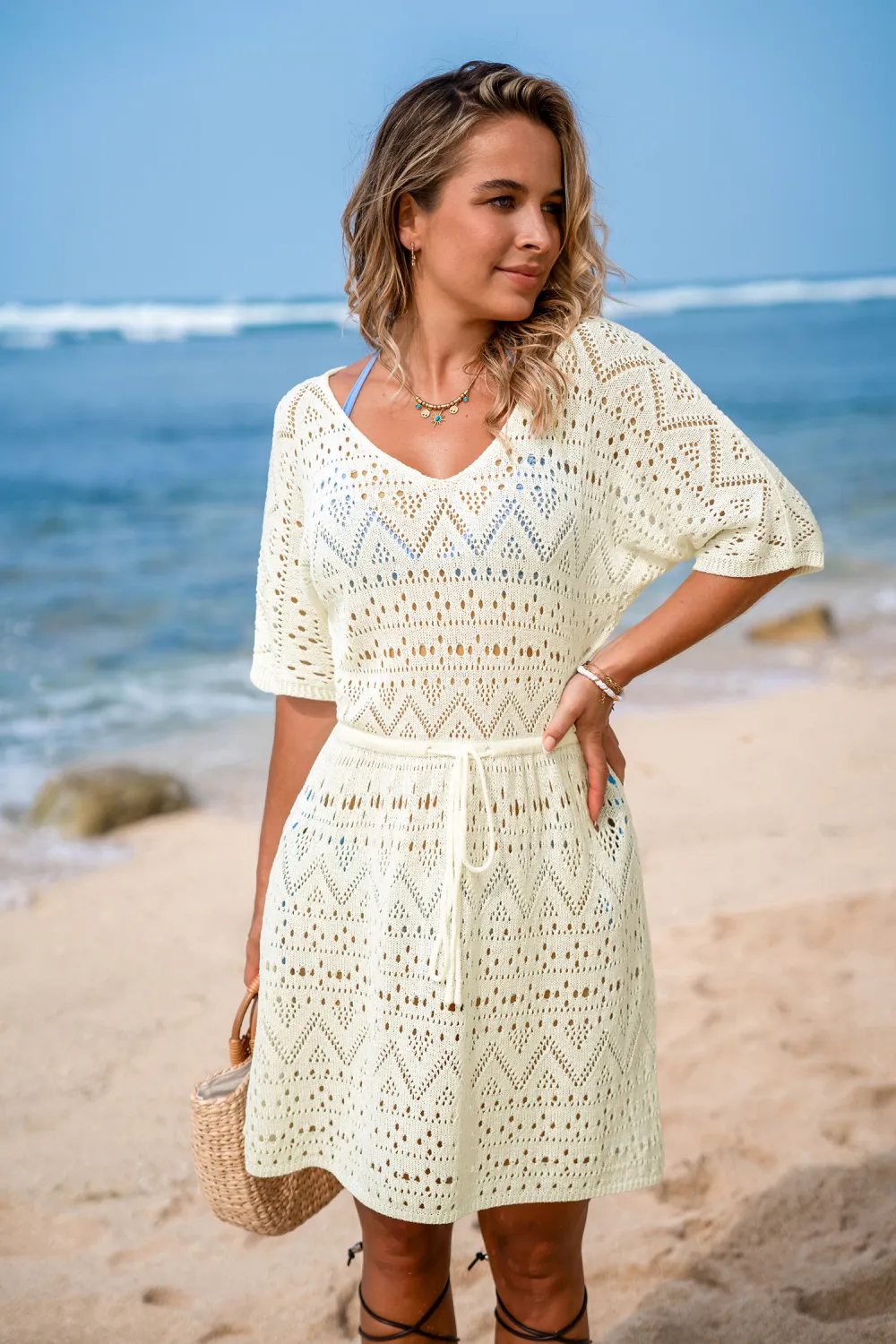 Sun Dreaming Creme Cover-Up Mini Dress