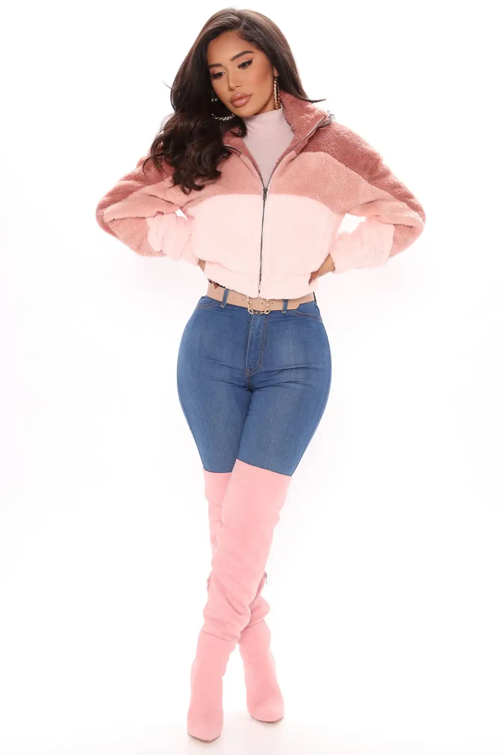 Cozy Little Teddy Jacket - Mauve/combo