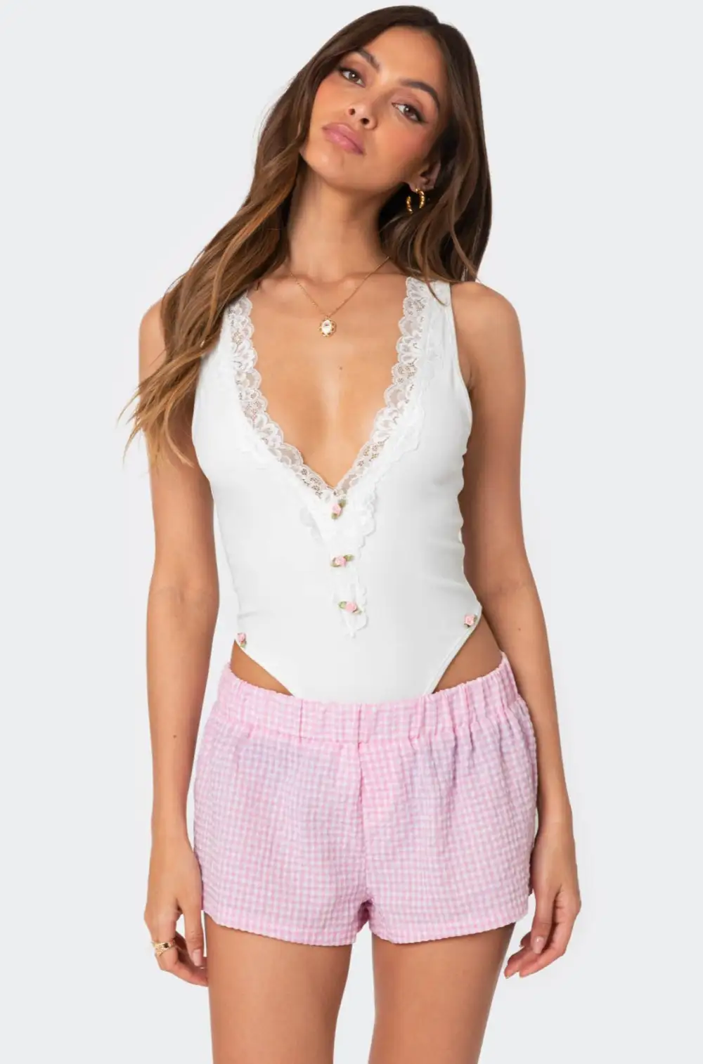 Bloom Lace Trim Ribbed Bodysuit