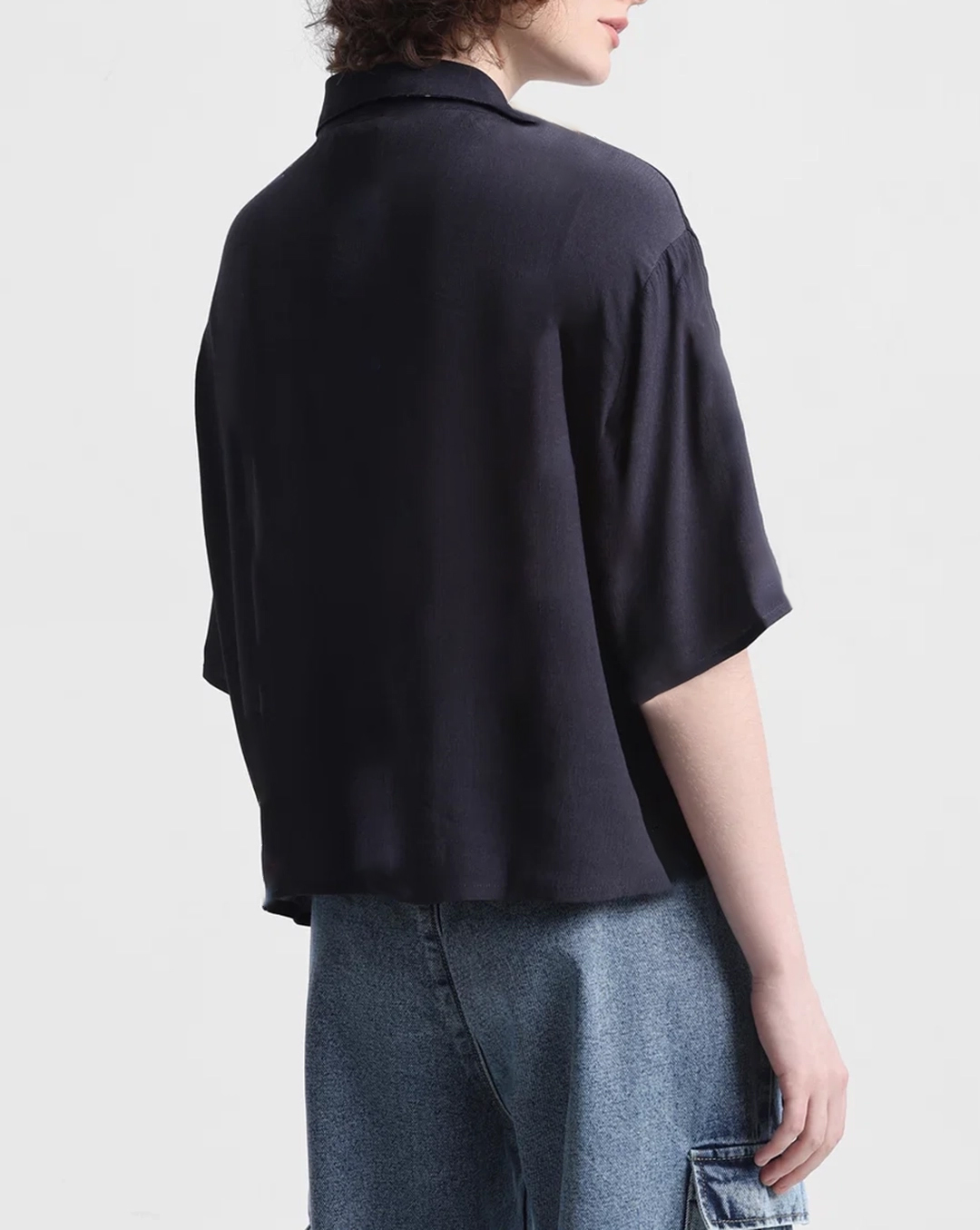Navy Blue Short Sleeve Button Down Shirt