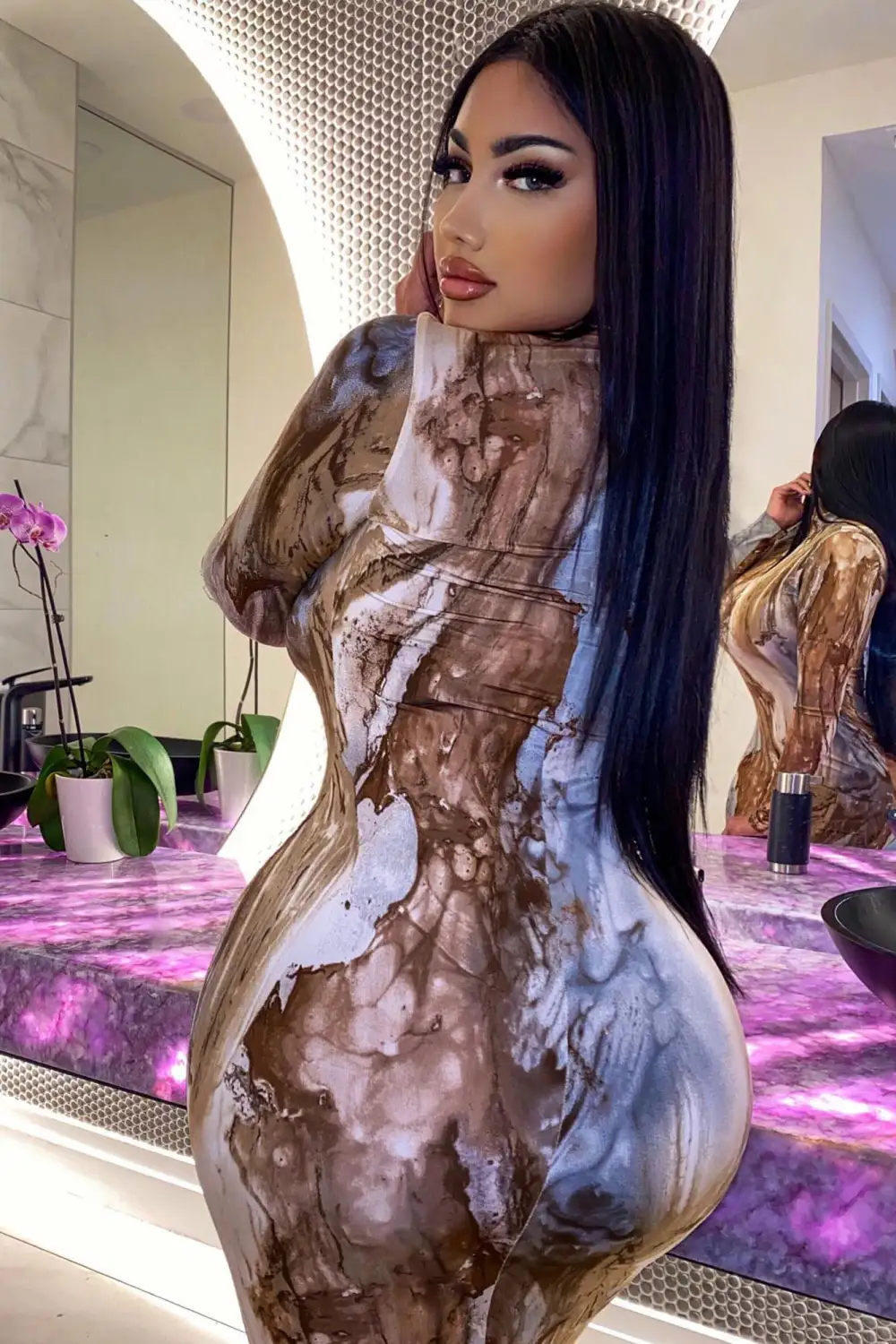 Greatest Obsession Midi Dress - Brown/combo