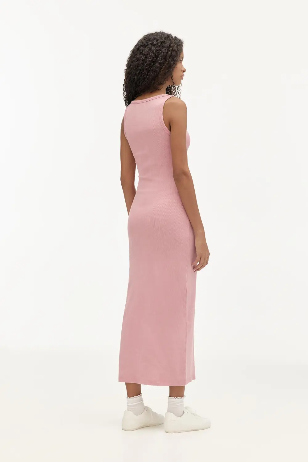 Vestido midi tirantes canalé
