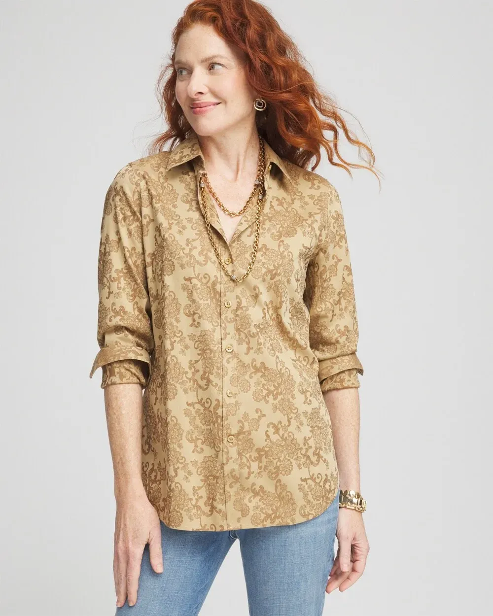 No IronTM Gold Jacquard Shirt