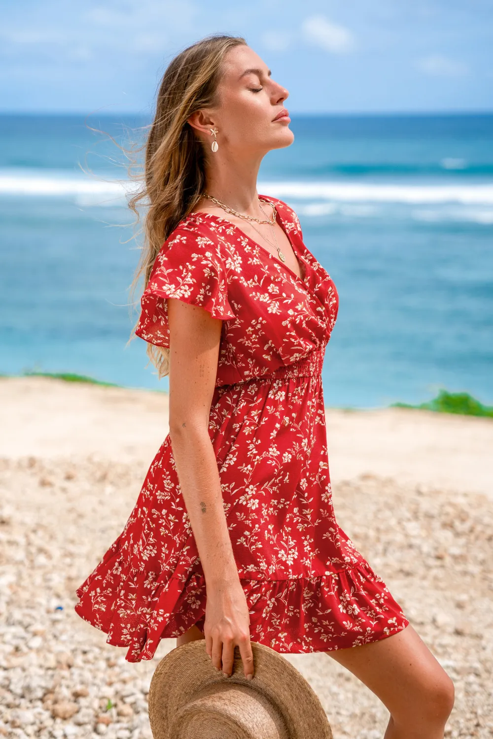 Crimson Petals Floral Mini Dress