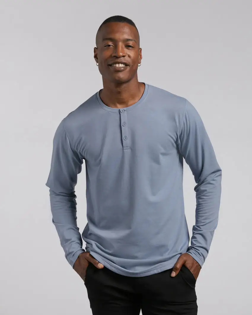 Henley Drop-Cut Long Sleeve: Lux