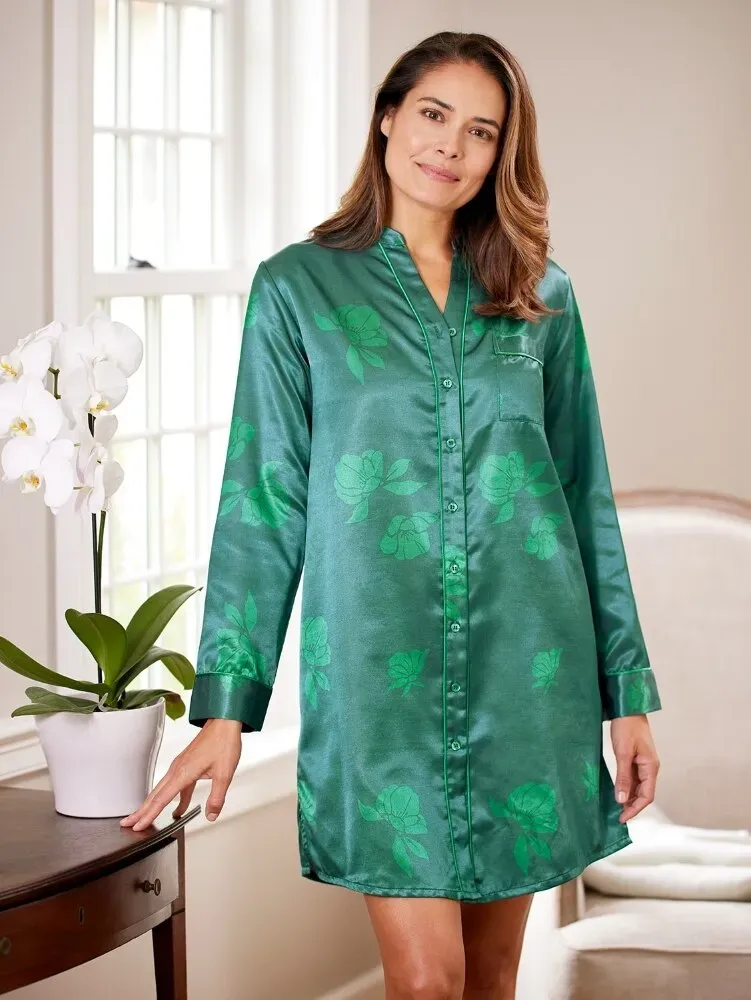 Women's Brushed-Back-Satin Orchid Nightshirt