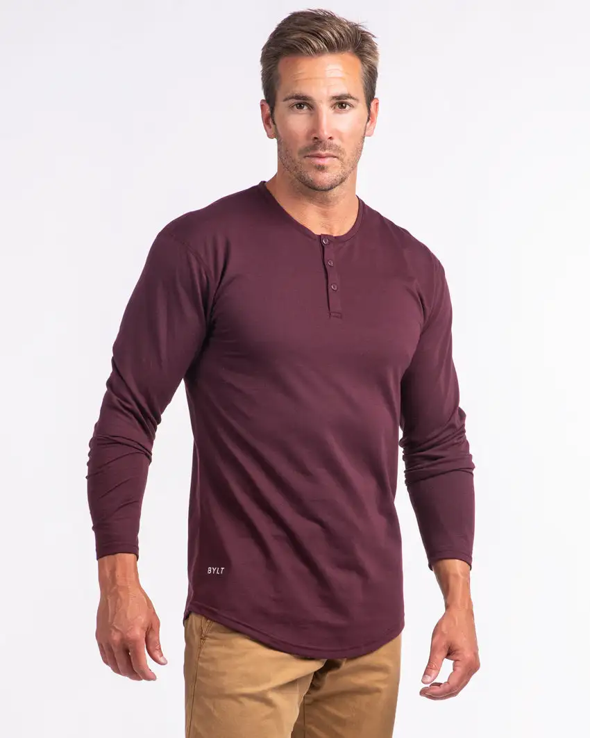 Henley Drop-Cut Long Sleeve: Bylt Signature