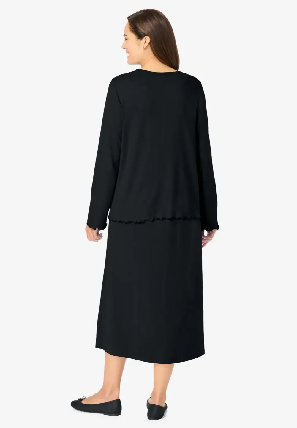 Lettuce Trim Knit Jacket Dress