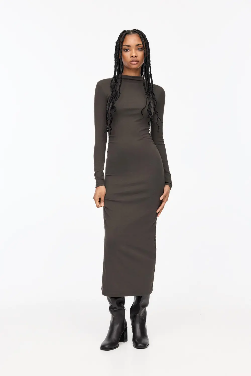 Vestido midi manga larga