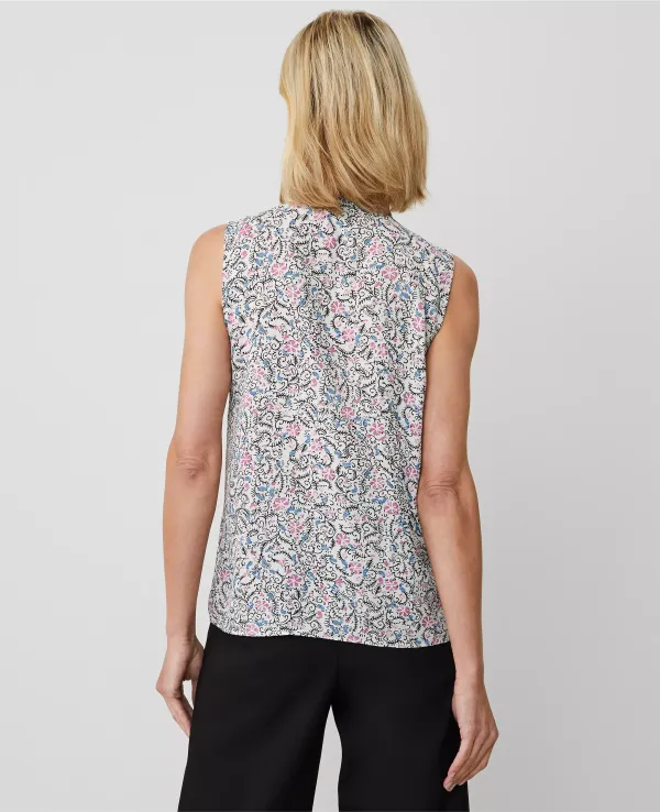 Floral Pintucked Sleeveless Top