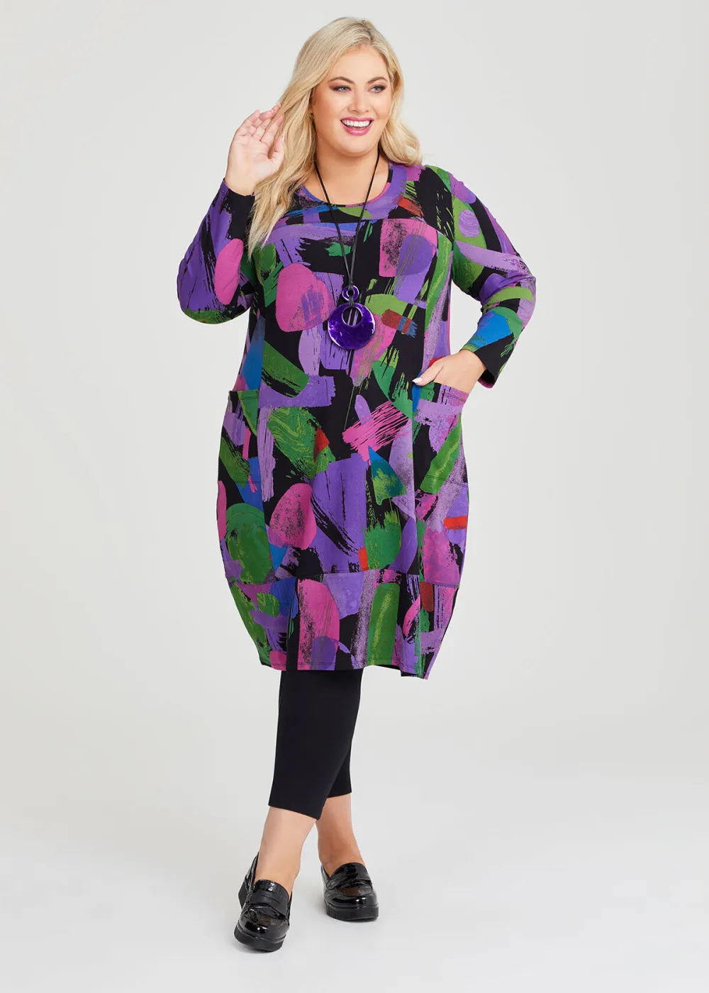 Abstract Natural Tulip Dress