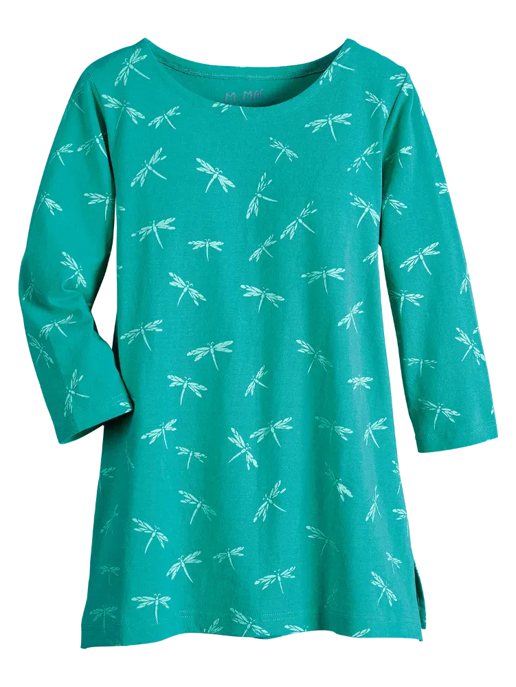 M.MAC Dragonfly Scoop-Neck Tunic With 3/4 Sleeves