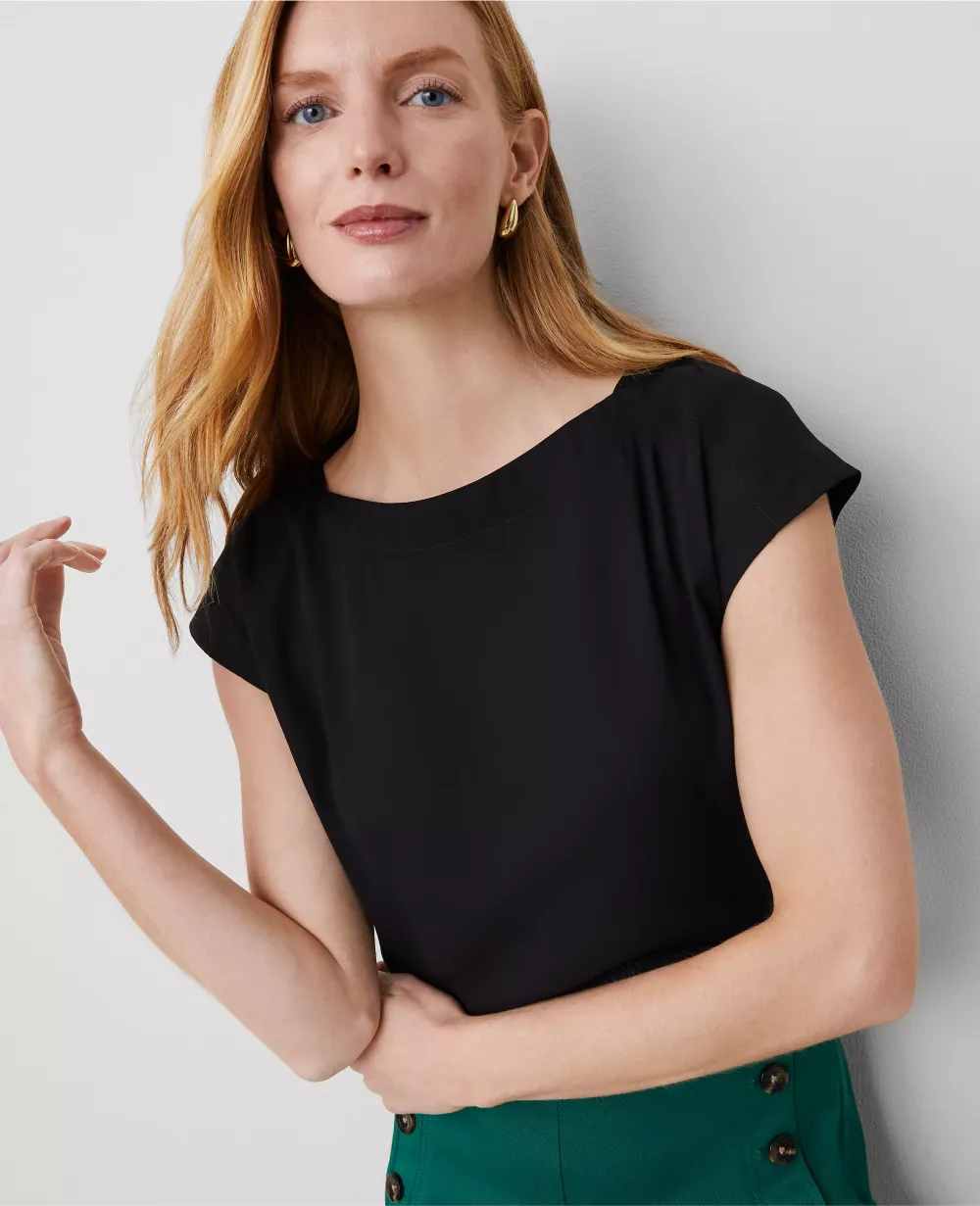 Boatneck Shirttail Blouse