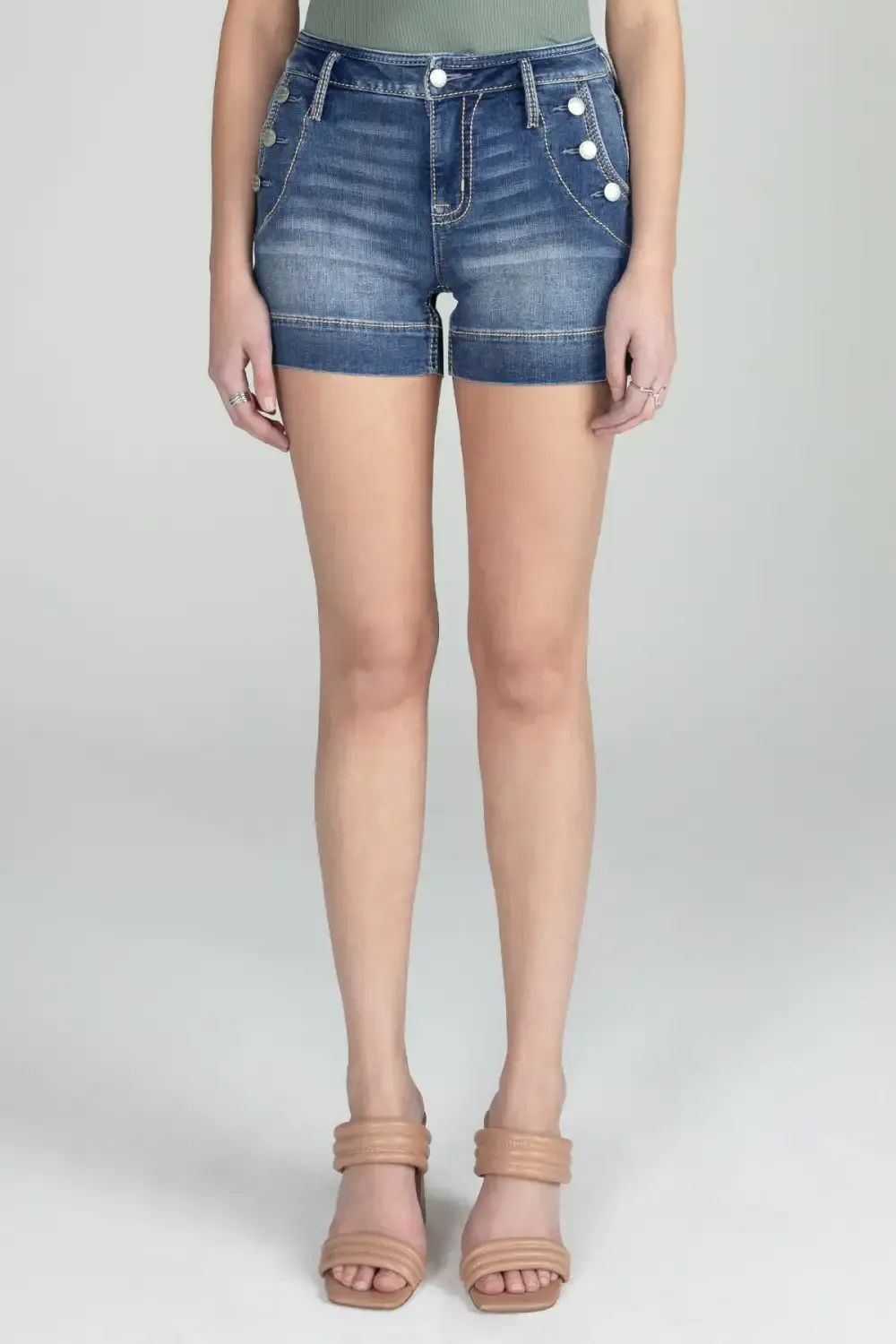 Front Button High Rise Shorts