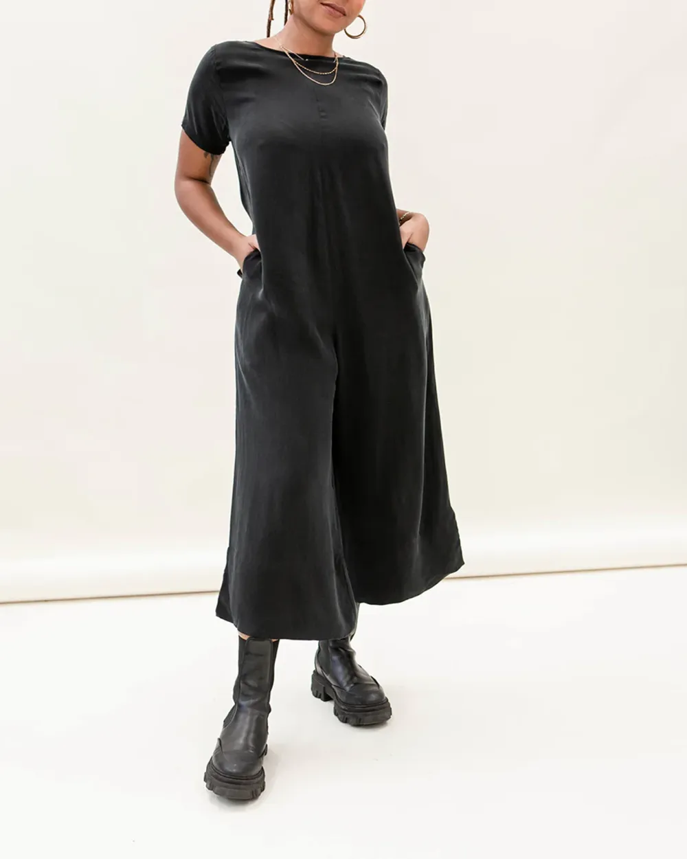 BLACK CUPRO JUMPSUIT