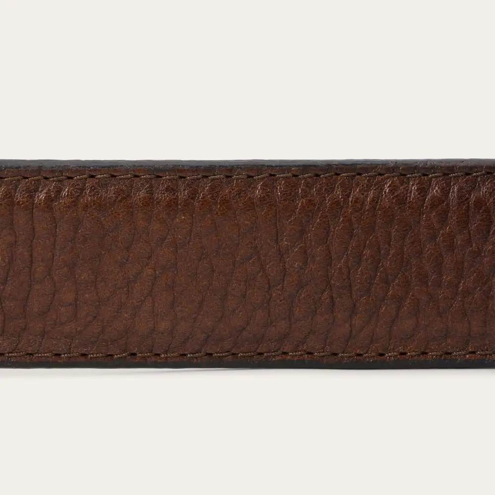 Bison Leather Tooled Tab Belt