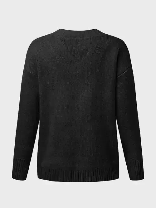 V-Neck Long Sleeve Knit Top Sweater AC