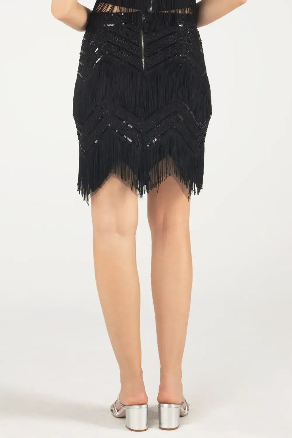 Embellished Fringe Mini Skirt