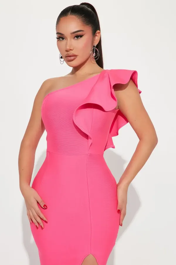 Alaia Bandage Midi Dress - Hot Pink