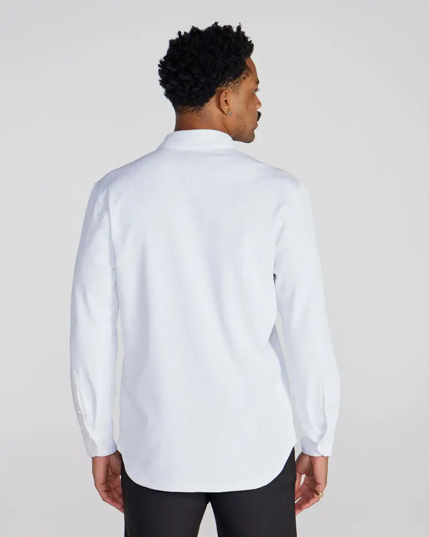 Ribbed+ Long Sleeve Button Down