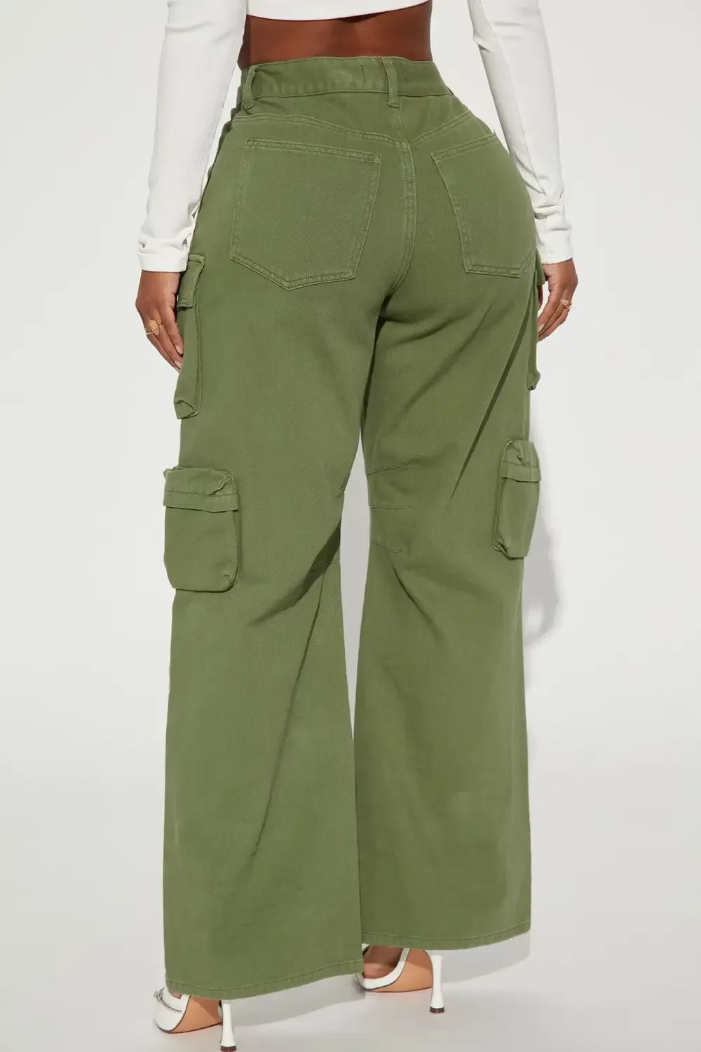 Melrose High Rise Cargo Jean - Olive