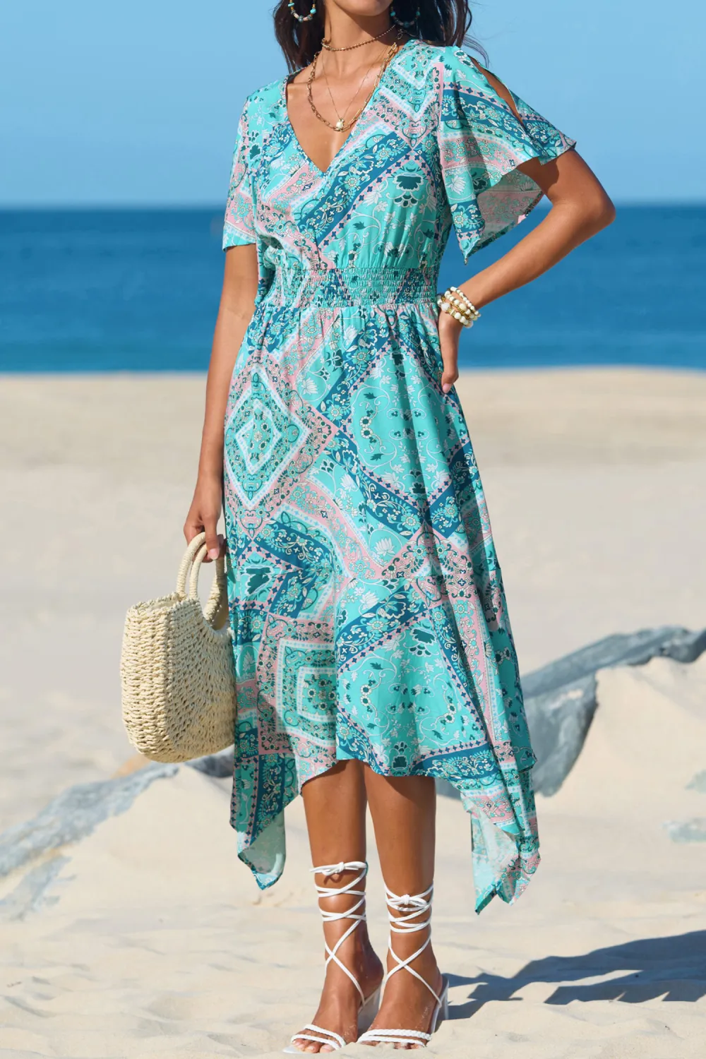 Bohemian Seas Blue Midi Dress