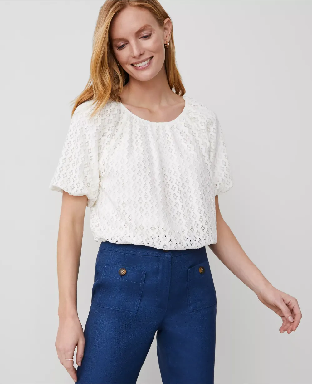 Lace Bubble Hem Blouse