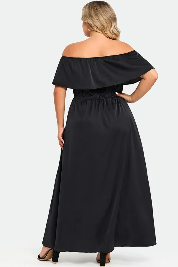 Plus Size Black Off The Shoulder Maxi Dress