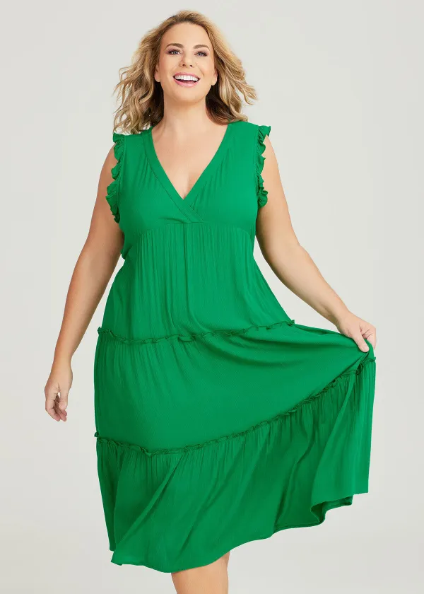 Natural Crinkle Tiered Dress