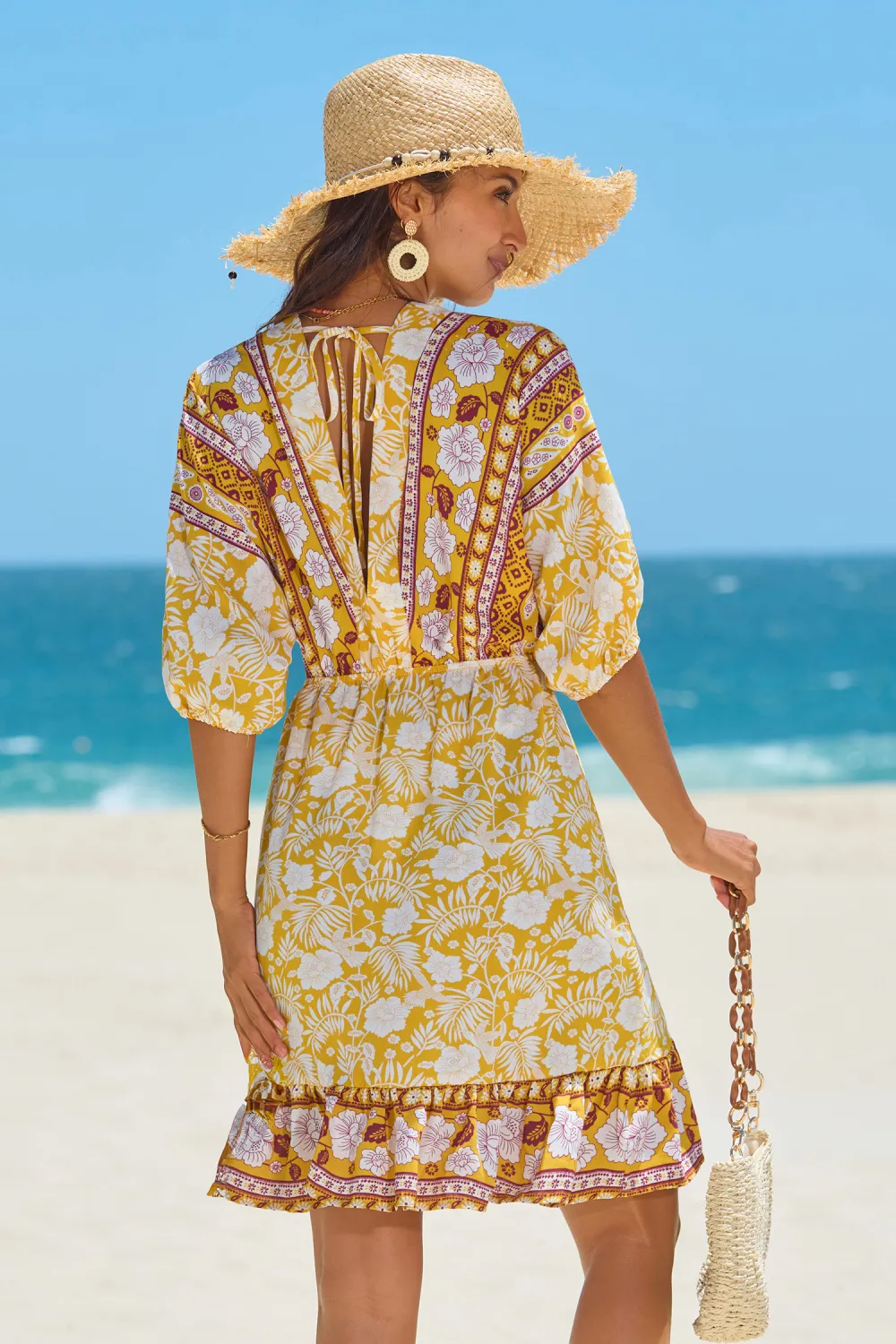Canary Floral V-Neck Mini Dress