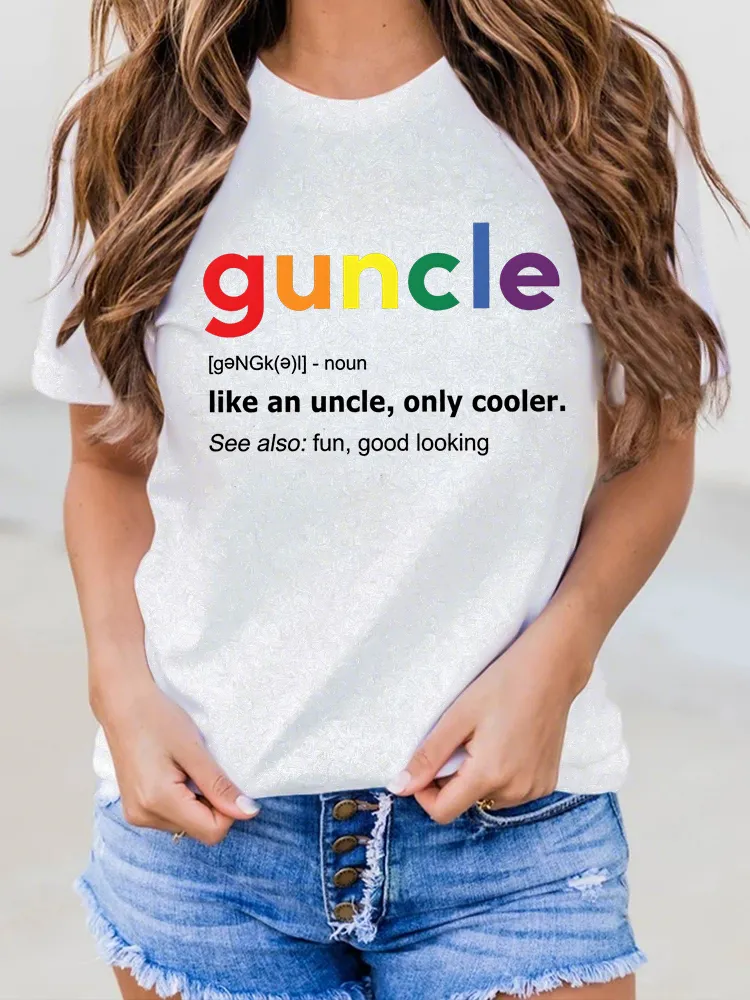 Women'S Guncle Round-Neck Short-Sleeved T-Shirt