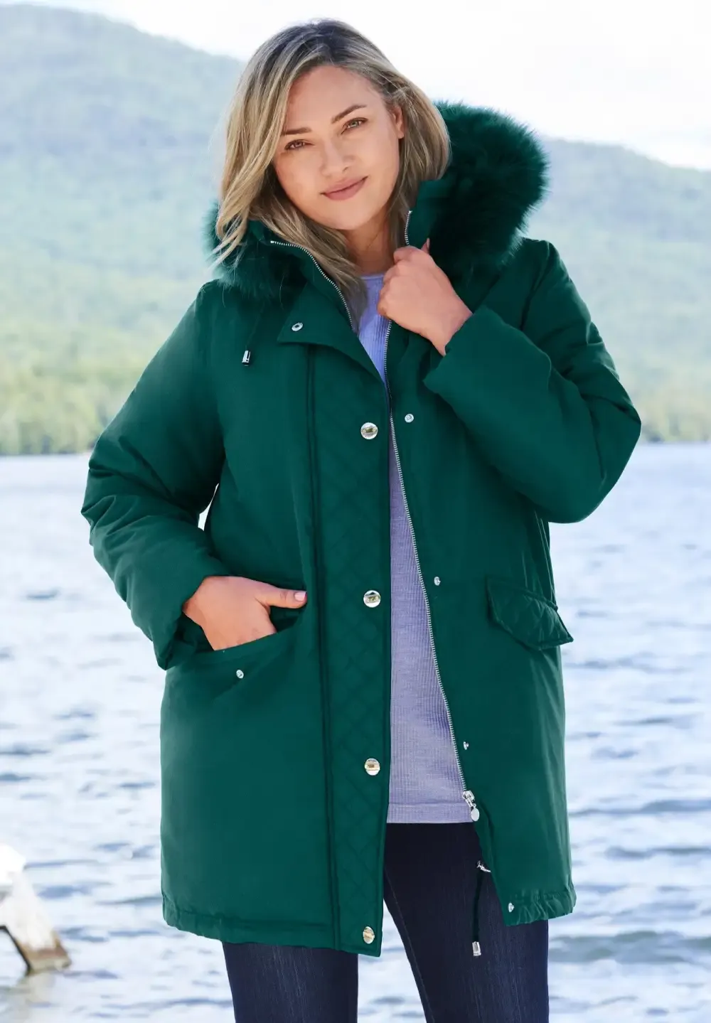 Faux Fur Down Parka Coat