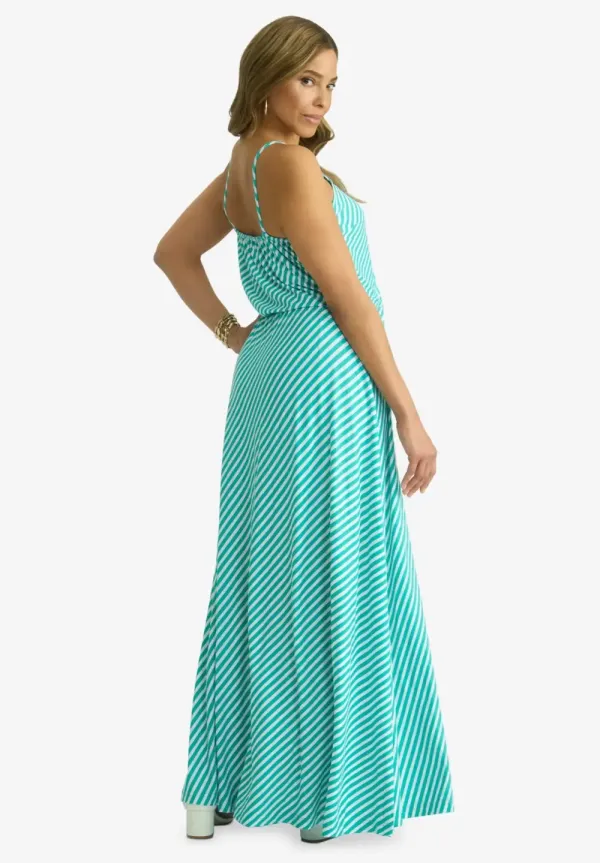 Stretch Knit Blouson Maxi Dress