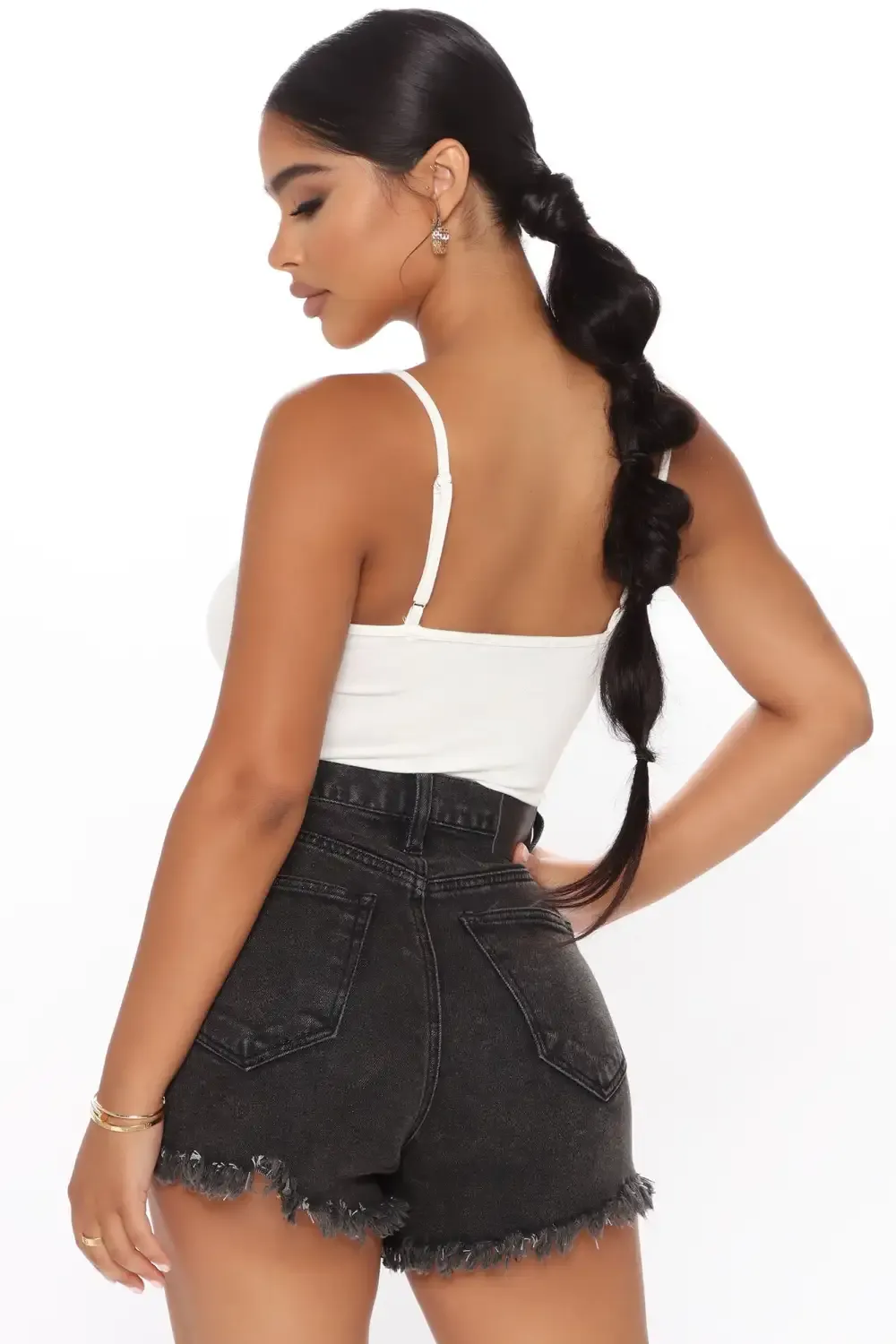 Pinch Me High Waisted Denim Shorts - Black