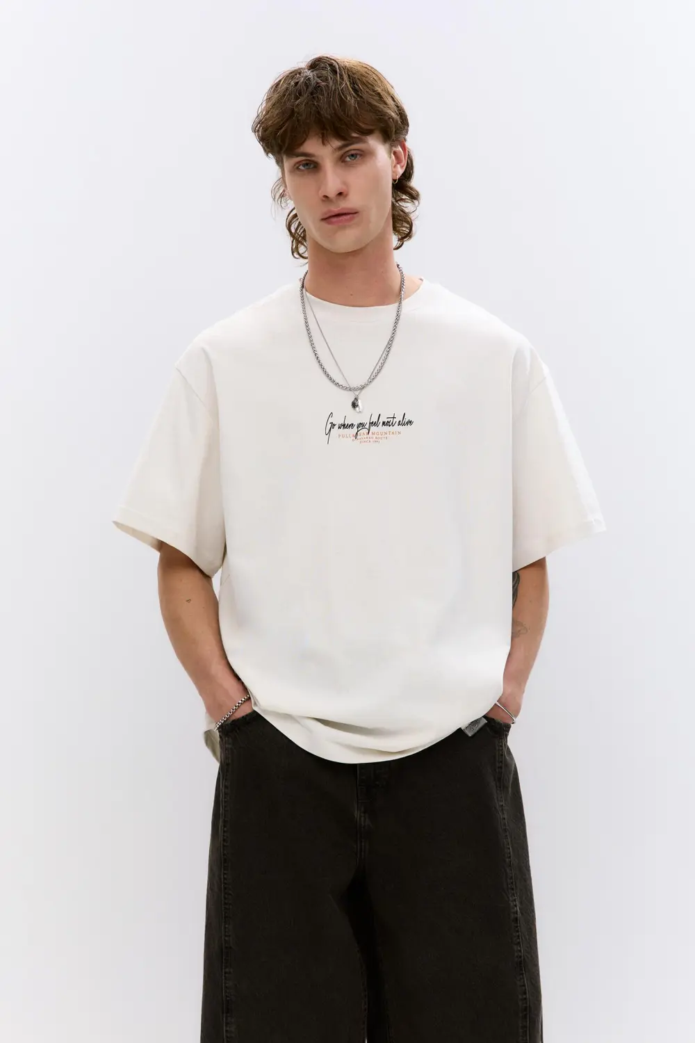 Short sleeve T-shirt with a landscape graphic